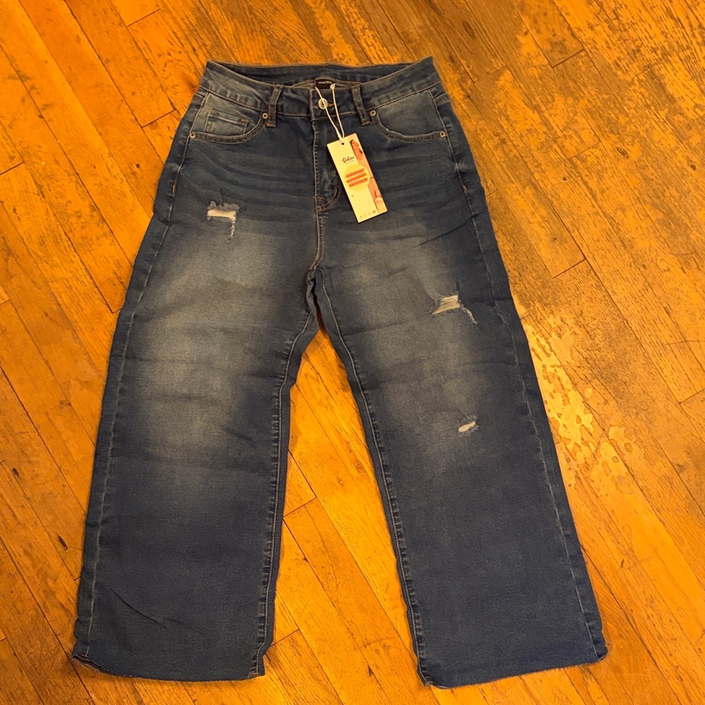 Wide Leg Blue Jeans